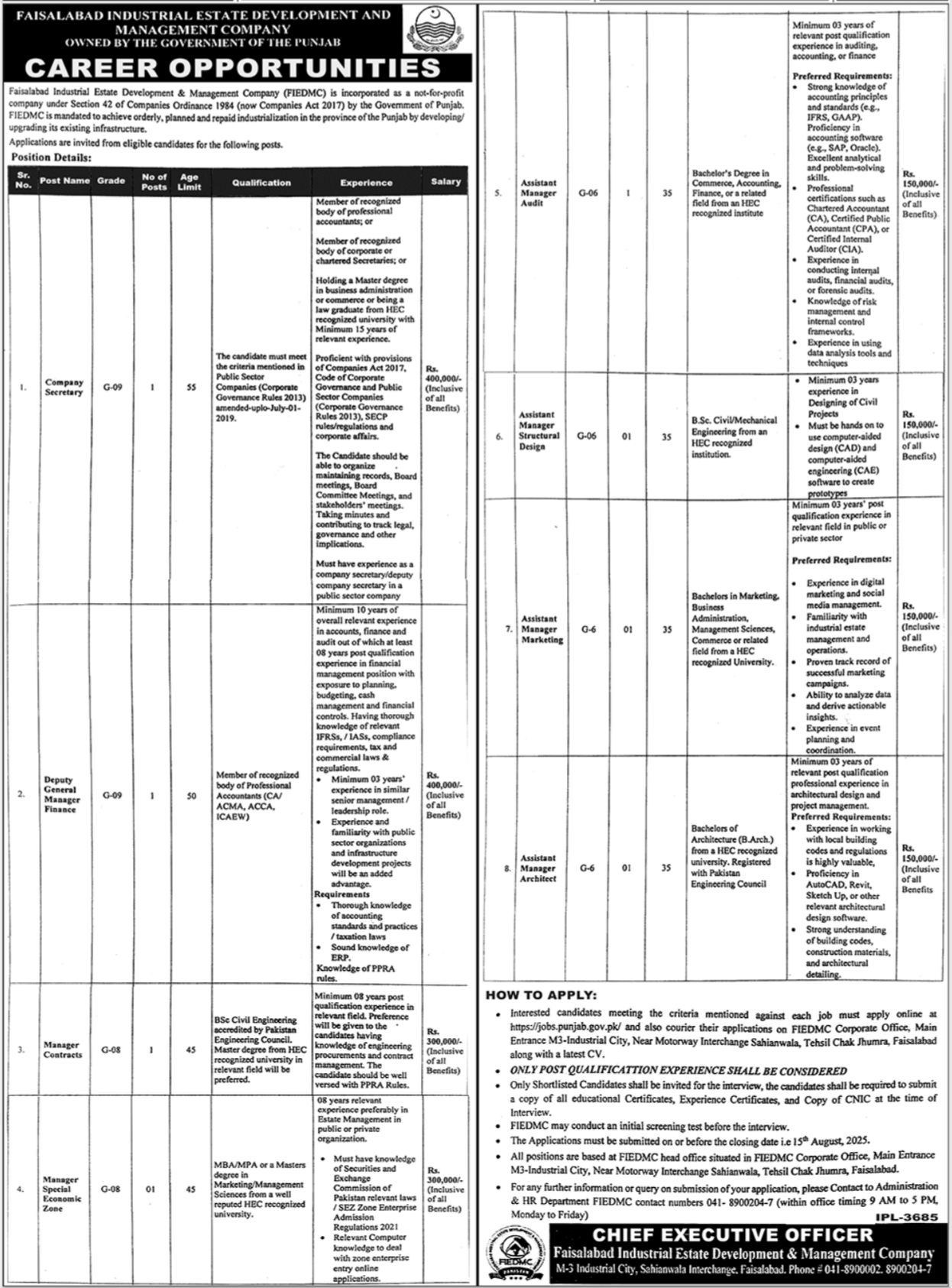 FIEDMC Management Jobs 2025