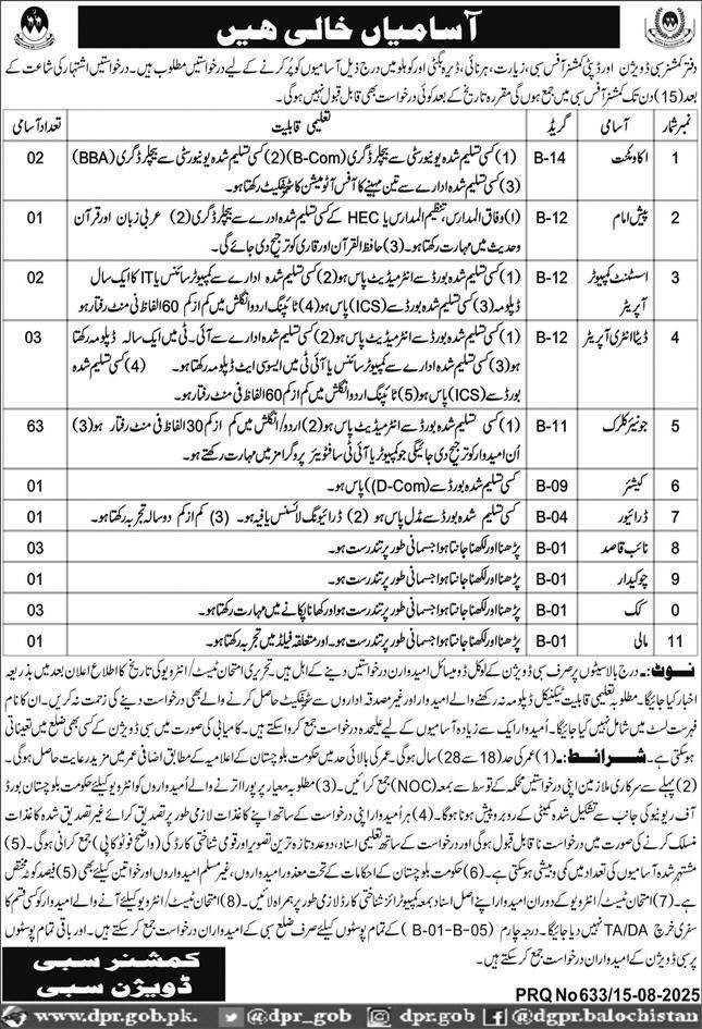 Deputy Commissioner DC Sibi Division Apply Jobs 2025