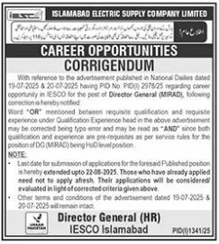 Islamabad Electric Supply Company IESCO Apply Jobs 2025