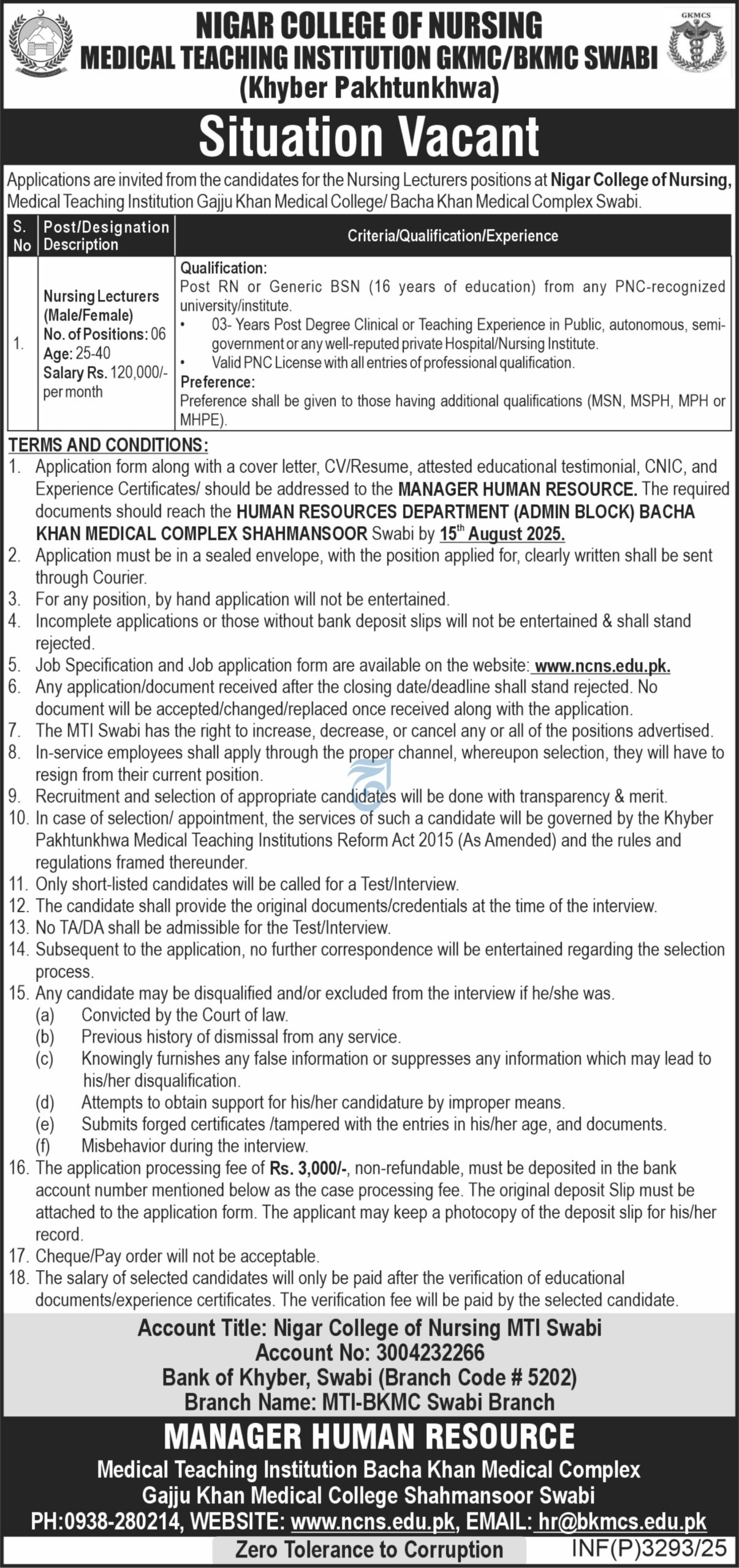Medical Teaching Institution MTI Swabi Jobs 2025