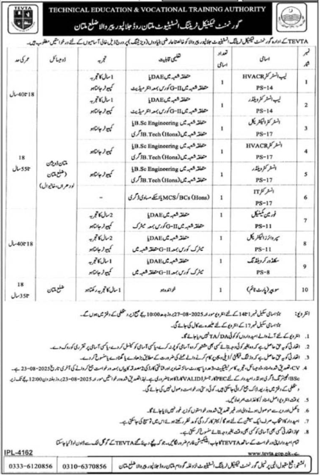 Technical Education Vocational Training Authority Apply Jobs 2025
