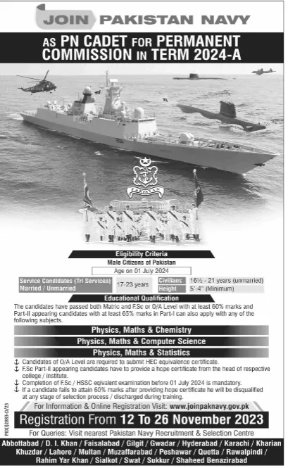 Join Pak Navy 2024 Online Registration - www.joinpaknavy.gov.pk 2024