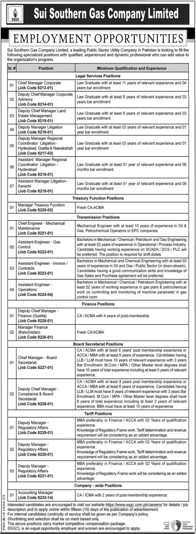 Sui Gas Jobs 2024 - Sui Southern (SSGC) Apply Online